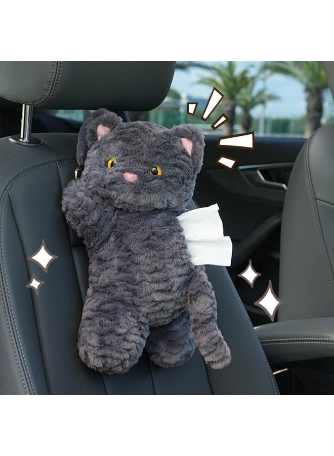 YelaJoy Cute Cat Car Tissue Holder Plush Kitten Paper Box for Backseat Adorable Hanging Organizer & Decor for Women Pet Lovers & Gifts (White) - Image 4
